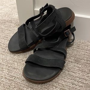 Black Leather Chaco Sandals